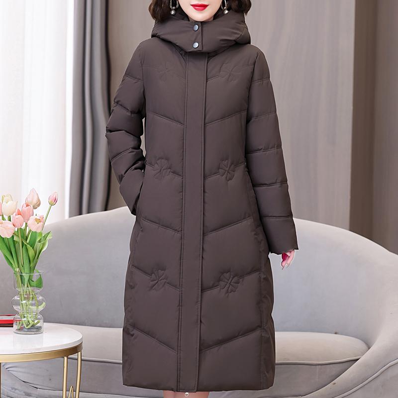 Plus Size XL-5XL Fashion Winter Woman Long Parkas Hooded Thick Warm Jacket Loose Middle Age Women's Coats