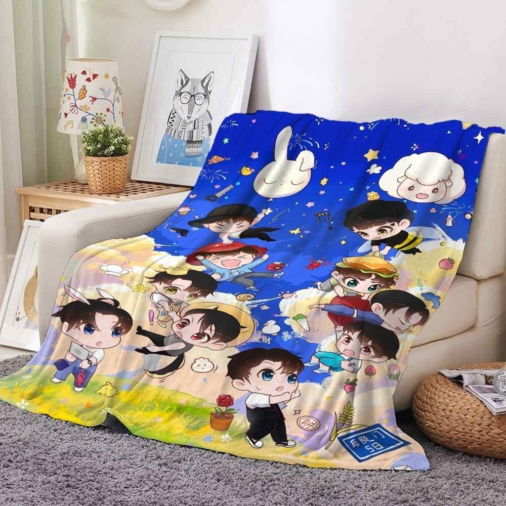[2938 people's collection] Cartoon ten Qin Tianhe people thickened soft flannel blanket fan support