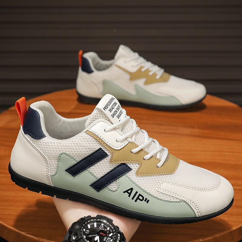 Spring and summer new sports shoes casual driving shoes lace-up flat baseplate shoes men's lightweight running trend shoes
