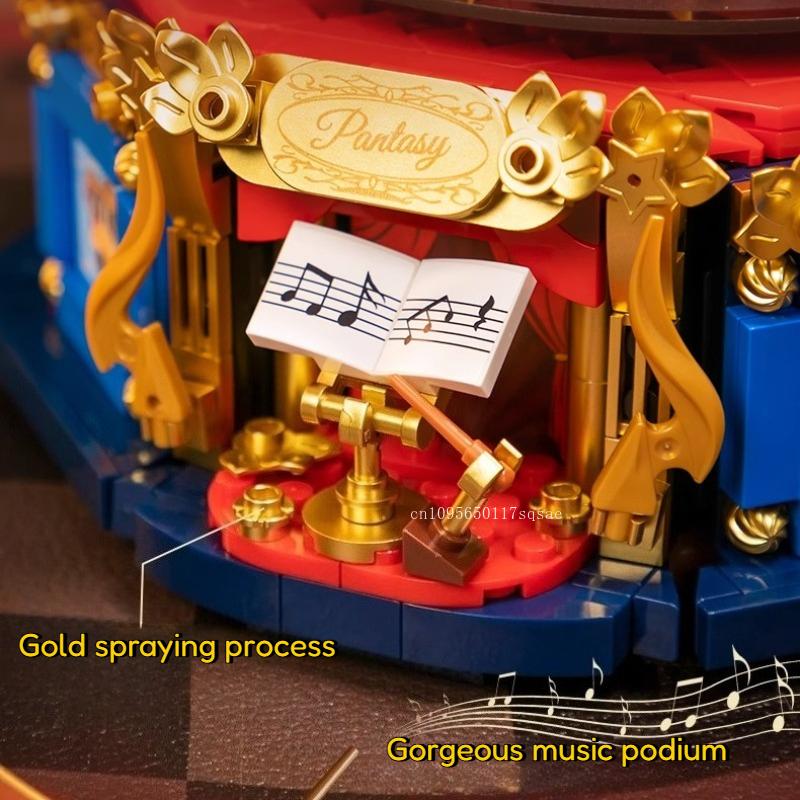 Snoopy Rotary Gramophone Assembling Building Block Toys Collection Model Education Educational Ornaments Gifts For Men And Women