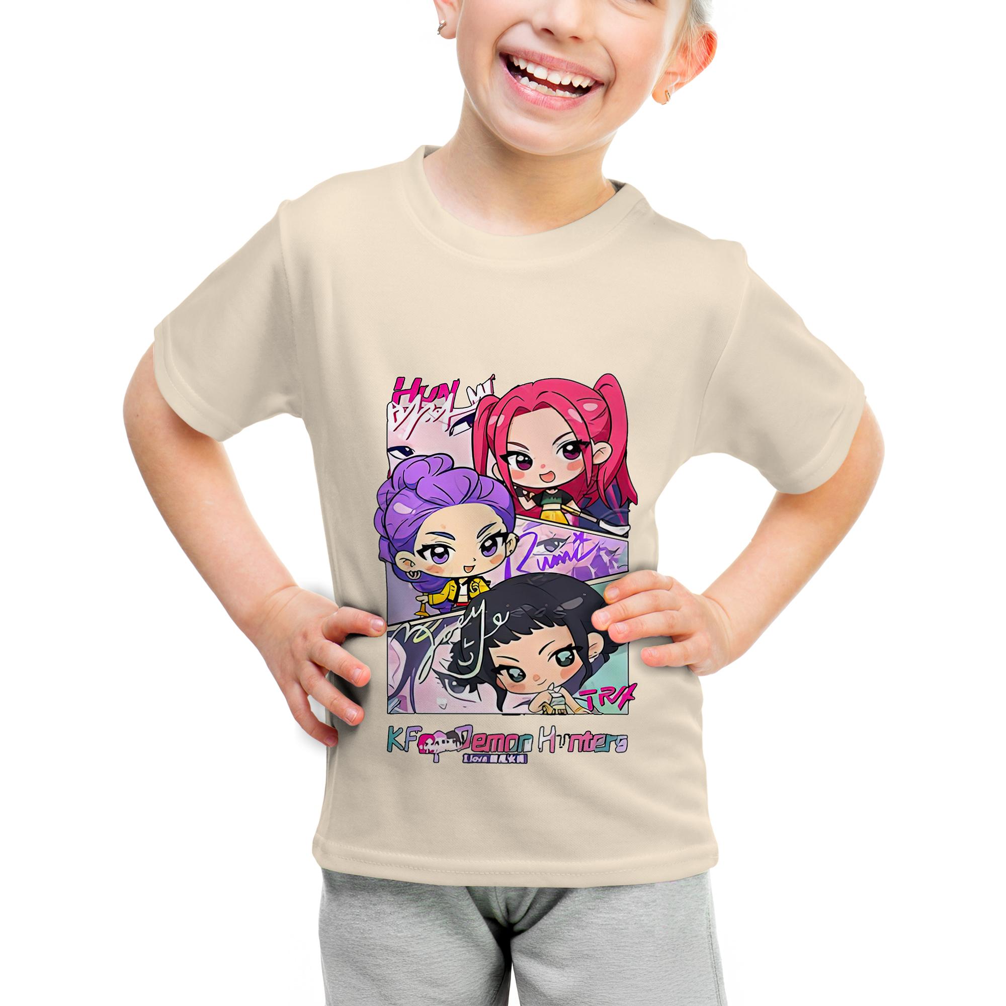 

Demon Hunters Saja Boys Kids T-shirts Baby Girl Boy Cartoon Short Sleeve Tops Anime Fans T-shirt Children s Clothing 100