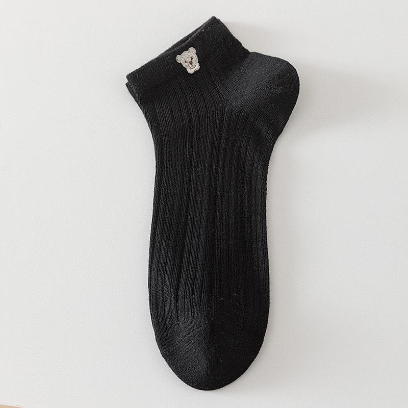Summer Socks Thin Boneless Versatile Short Socks Wind Mesh Socks Breathable Low-Top Cute Short Socks Black
