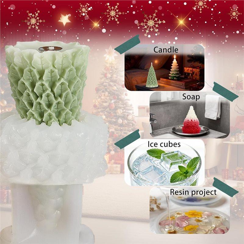 Premium-Silicone Molds 4PCS Christmas Tree Pine Cone For Candle Making, DIY Xmas Handmade For Candles