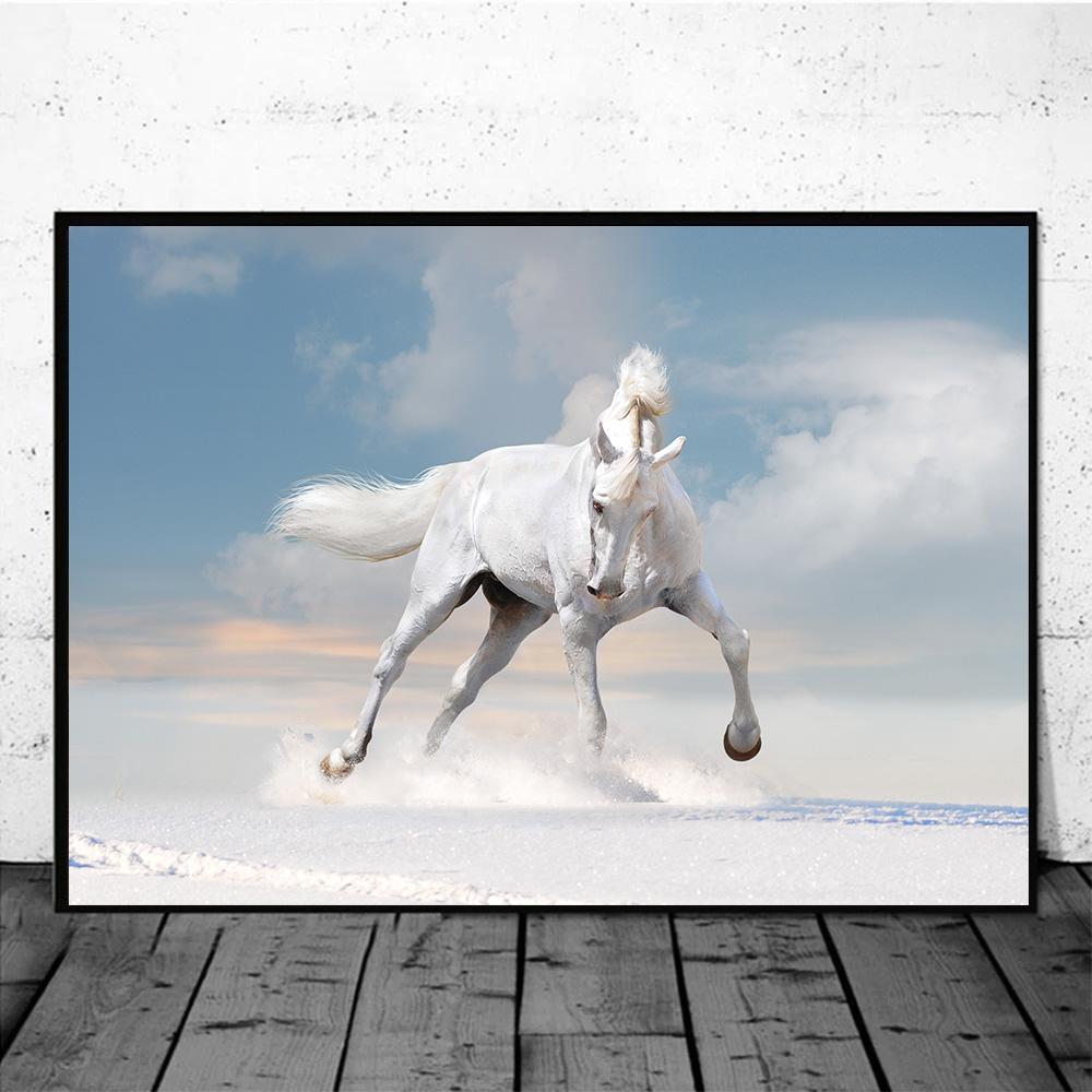 Horse Wall Art Posters Horse Running Canvas Art Print Painting Beautiful Horses Pictures for Modern Home Living Room Decoration