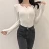 Knitted bottoming shirt women's autumn inner sweater new sweet slim long-sleeved black tights