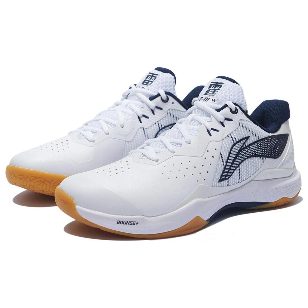New LiNing Thunder Series Cushioned Slip Resistant Abrasion Resistant Breathable Low Top Badminton Shoes Unisex White Black AYAS018-5