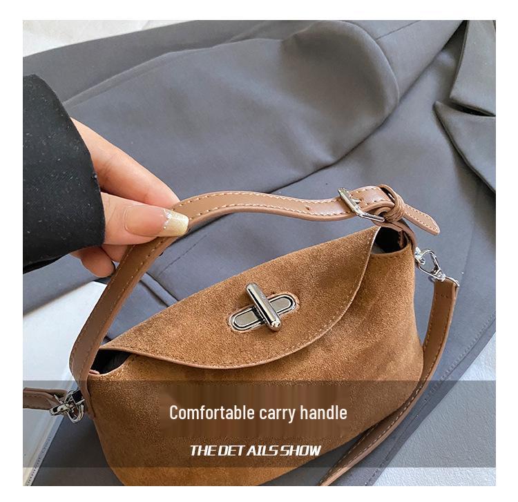 2025 Women's Retro Trendy Crossbody Dumpling Handbag: Versatile Frosted Single Shoulder Design.