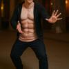 Muscle Funny 3D Realistic Short e815 [Eiza] T-Shirt, Cosplay, Printed, Abs, Naked, Fake, Sleeve, (Muscle Pattern, L)