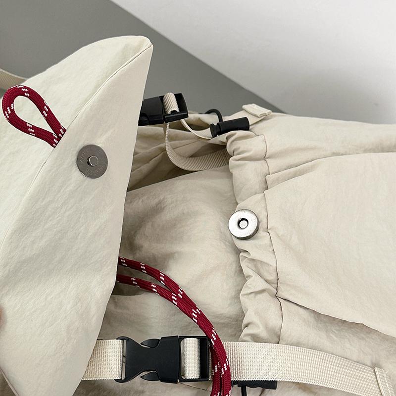 Drawstring Backpack Travel Contrast Backpack Lightweight Nylon Schoolbag