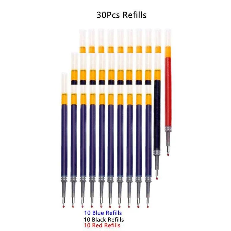 13-30Pcs 0.5mm Fine Point Retractable Gel Pens, Black Ink, Soft Anti-Slip Grip, Smooth Writing, Office & School Stationery Set
