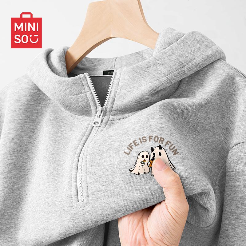 

MINISO Men s American Style Half-Zip Hooded Sweatshirt 2XL