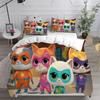 Anime Super Kitties Ložní sady Přikrývka Prošívaná přikrývka Přehoz na postel Povlak na přikrývku Sady povlaků na polštáře Dětská Velikost pro dospělé Domácí textil
