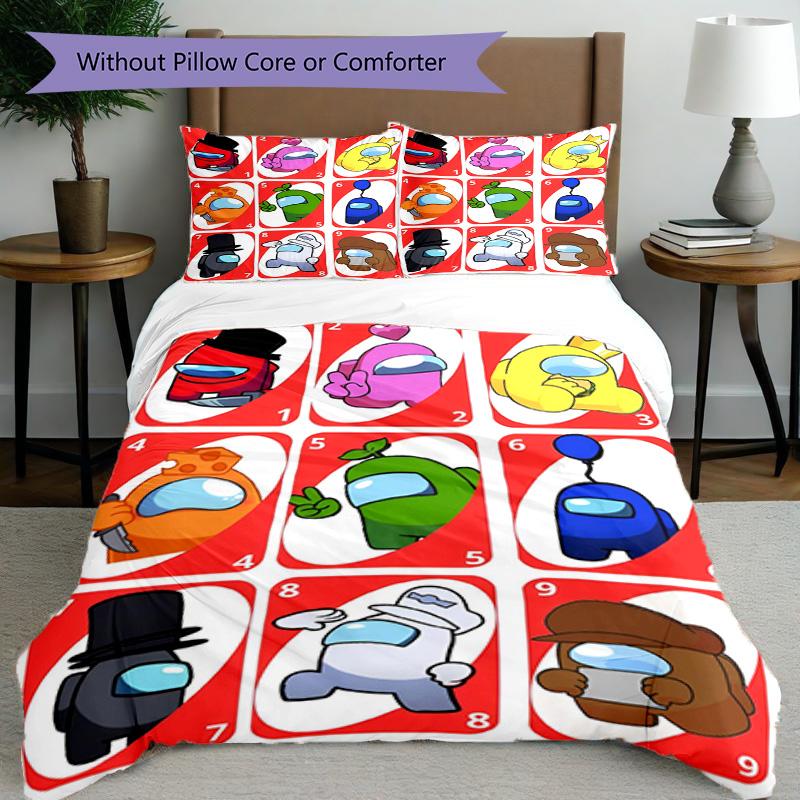 3pcs Duvet Cover Set (1*Duvet Cover + 2*Pillowcase, Without Core), Among Us Print Bedding Set, Bedroom Decor, All‑Season, Birthday Gift