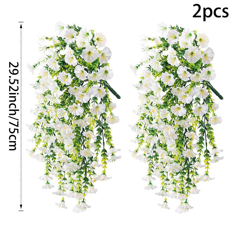 

2Pcs Artificial Flowers Rattan Morning Glories Vines Outdoor Wedding Wreath Bridal Arch Home Room Yard Festival Decor