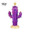 Resin Tabletop Decor for Home Vintage Lighted Cactus Christmas Tree, Saguaro with Bulbs & Golden Colorful Crystal Lamp Display Star Topper,