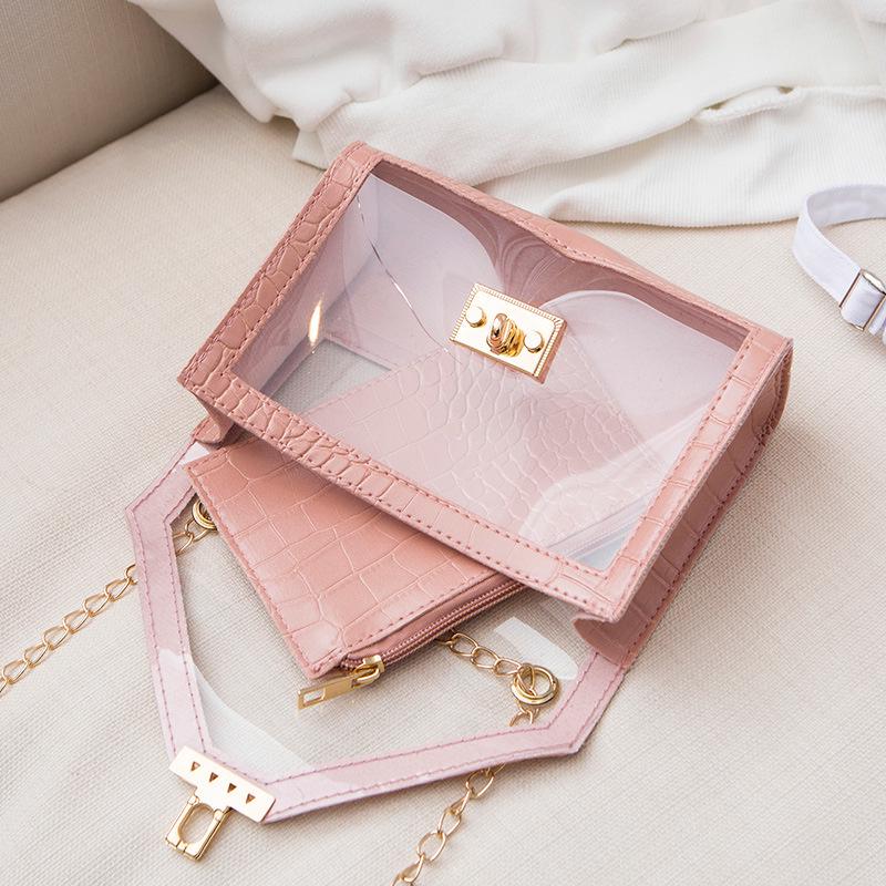 Guangzhou Women's Bag Fashionable Personalized Lock Chain Crocodile Pattern Jelly Mother Bag Small Square Bag Tide