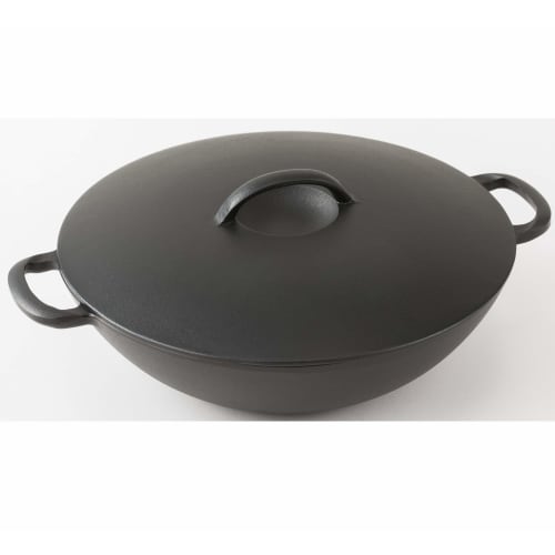 Iwachu Flat All-Purpose Pot (Small), Black Finish, 25cm Inner Diameter, Induction Compatible, Nanbu Ironware, 21066