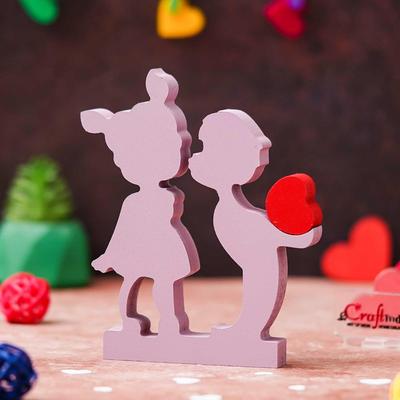Regalo di San Valentino per Fidanzata Fidanzato | Ragazzo che Bacia Ragazza in Legno Cuore d'Amore Coppia Romantica Pezzo da Collezione | Regalo per San Valentino