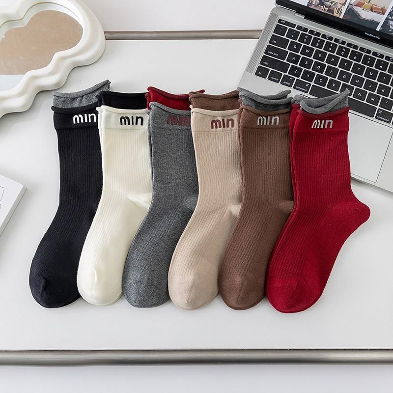 Ankora Rote Herbst- und Wintersocken bis zur Wade, vielseitige, lässige Trend-Damensocken