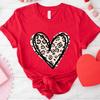 Fashion Unisex Tshirts Leopard Love Heart Print Tops Short Sleeve Clothing Ladies Harajuku Valentines Day Female Clothing