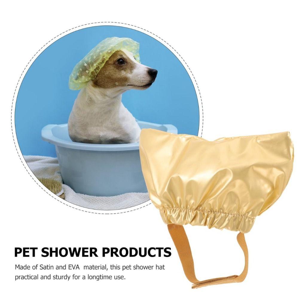 Waterproof Pet Bathing Cap Reusable Adjustable Rubber Band Cat Shower Cap PU Comfortable Ear Protection Pet Cap Grooming Tool