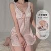 Women's Plus Size Silky Satin Deep V Padded Cami Dress Lounge Set