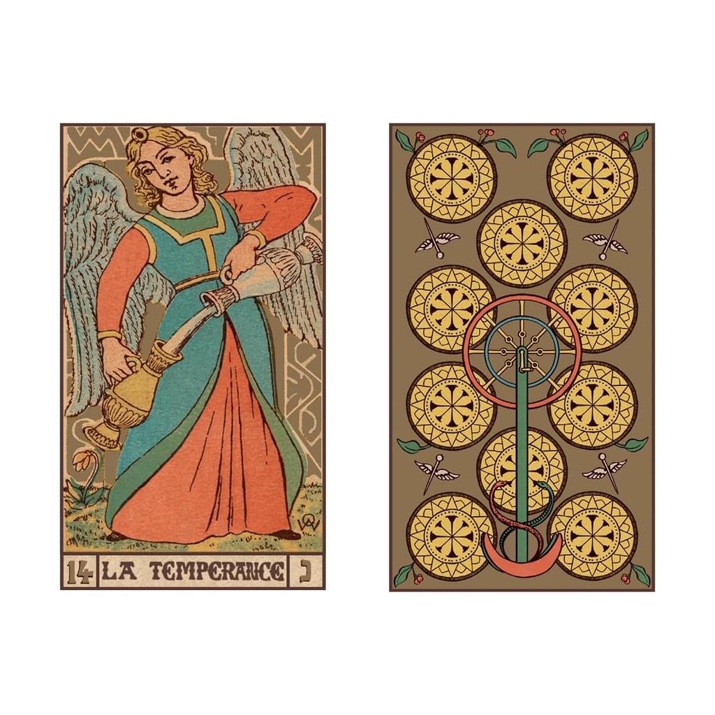 Kancharo 78-Card Tarot Set [Symbolic Tarot of Wirth Mini] Includes Japanese Tarot Card Instructions & Pouch (Authentic)