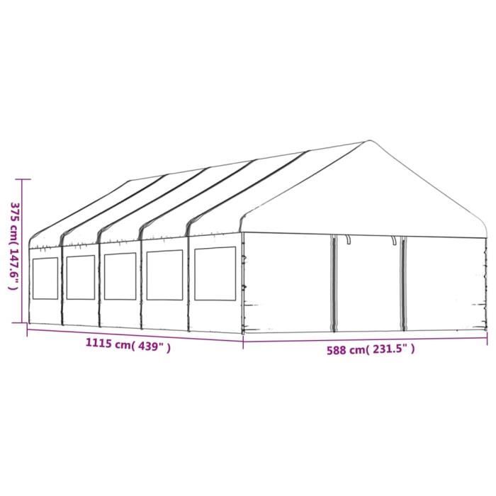 VidaXL Belvédère avec toit blanc 11,15x5,88x3,75 m polyéthylène 3155497
