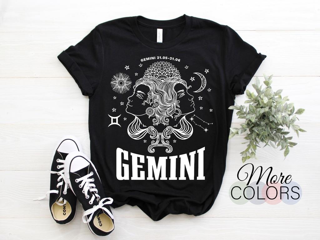 Gemini Girls Horoscope Zodiac Astrological Sign T-Shirt, Born On May 21 - June 21 Gifts, Gemini Birthday Christmas Present Mom Wife Costume,