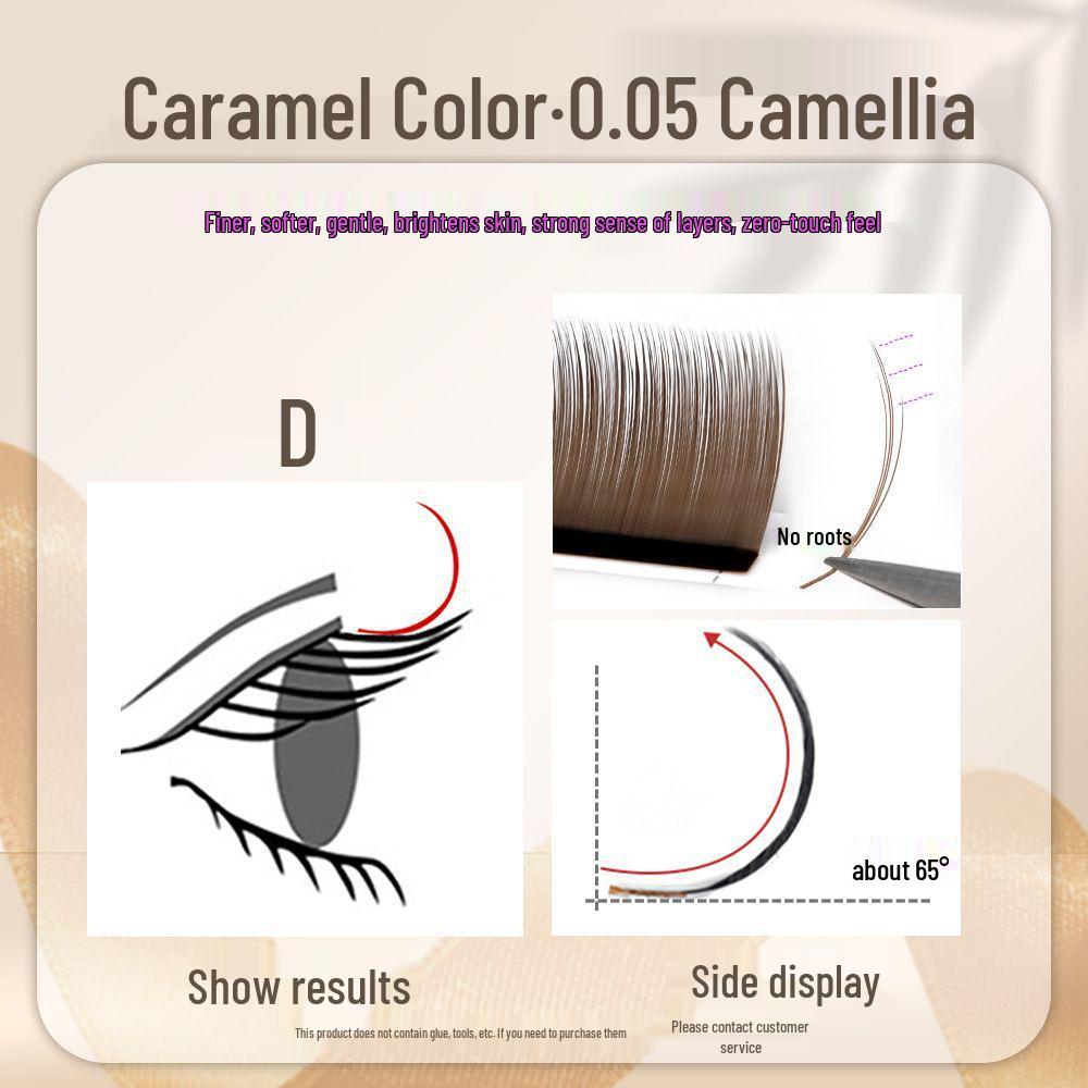 0.05 Caramel Brown Fox-like Eyelash Extensions - Matte, Soft, No-Root Shedding, Chinese-Style, Salon-Quality Camellia Lash