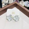 Vintage Enamel Four Le Flower Frewater Genuine Pearl Stud Earrings Needle Retro Court Sle Jewelry