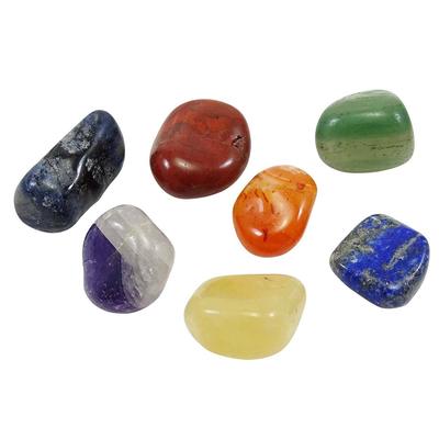 Multi Gemstone Chakra Feng Shui Reiki Healing Stone Engraved Symbol