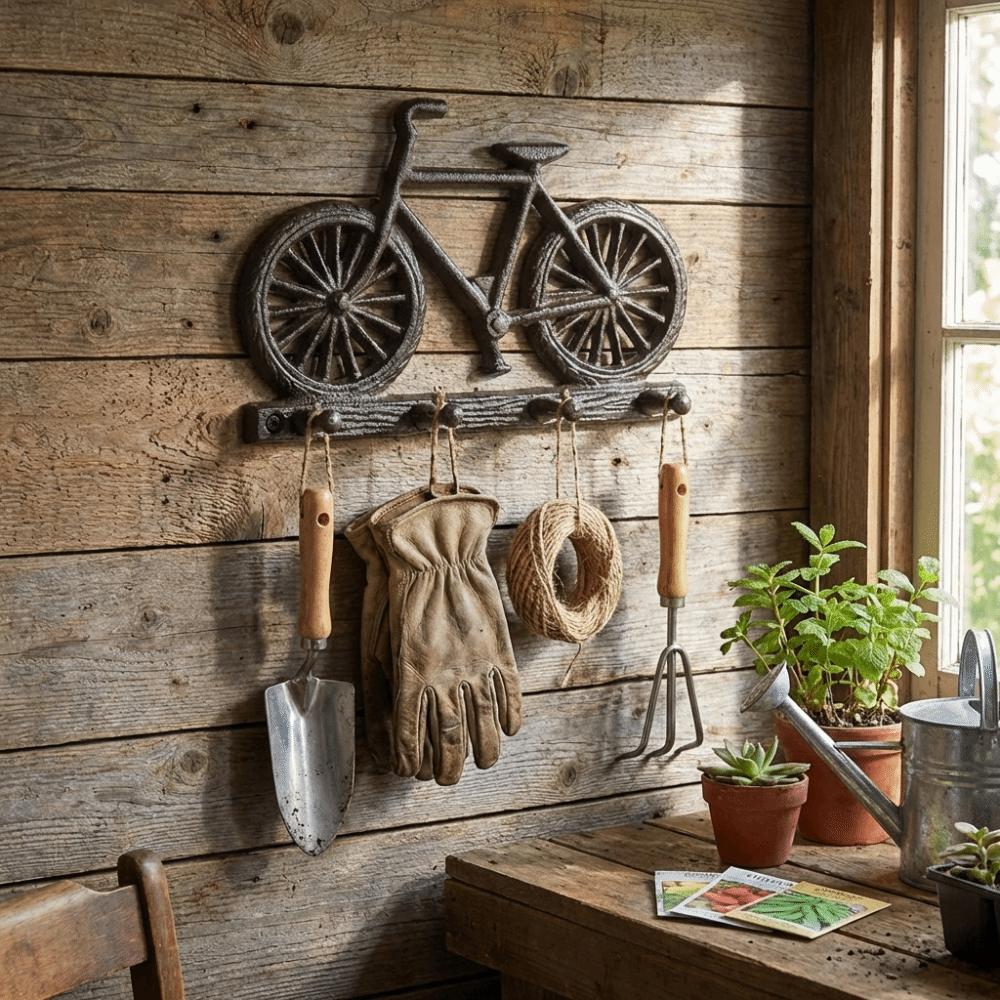 With 4 Hooks Wall Mount Key Holder Retro Tool Storage Rack Multifunctional Coat Hooks  Living Room