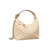 Kira Herringbone Quilted Chain Leather Crescent Bag Women Handbags White 85173-125