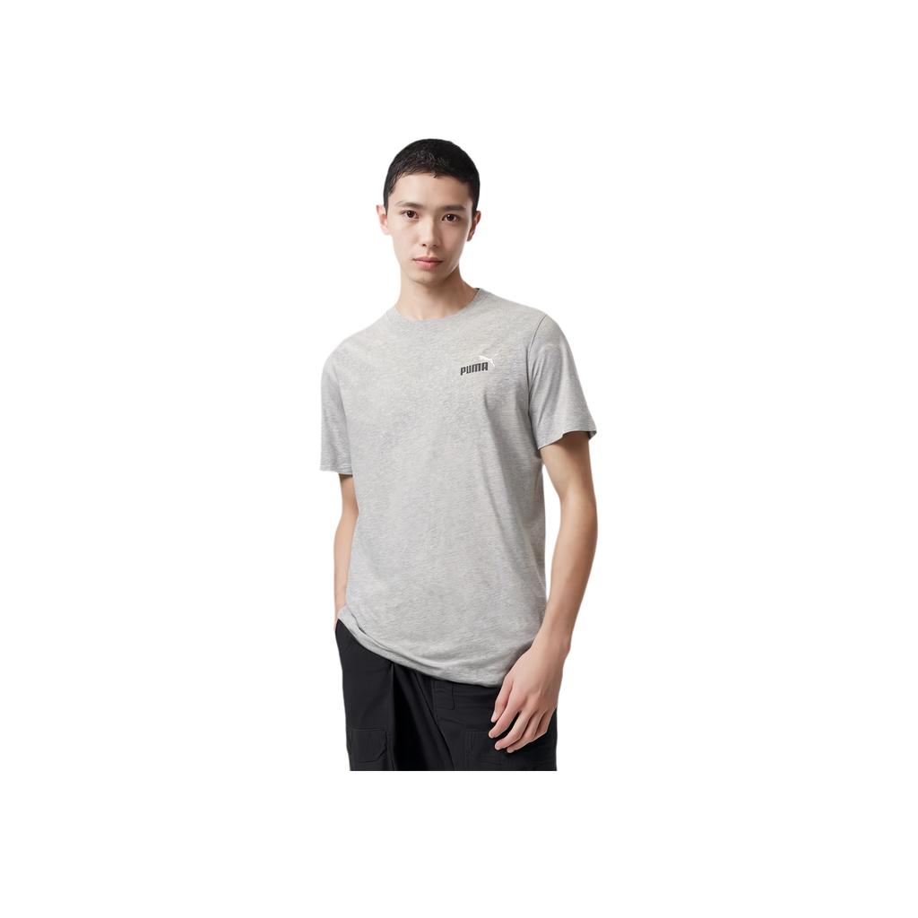 Puma Letter Print Casual Sports Crew Neck Short Sleeve T-Shirt Men Tops Light-Gray 682144-04