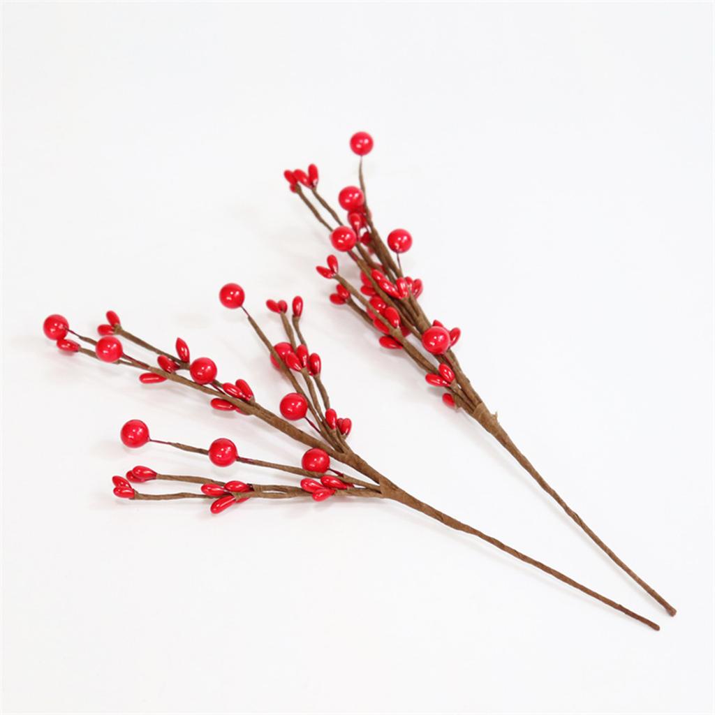 Orange Artificial Dried Branch Decor 29cm Round Foam & Oval Stone Fruit