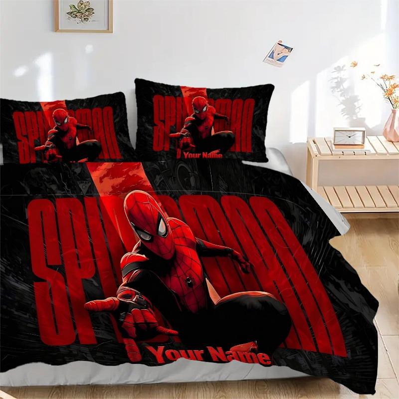 Custom 3pcs Spiderman Action Bedding Sets For All Sizes New 231D Printed Bed Cover Comforter Duvet Cover Pillowcase Bedroom Decoration