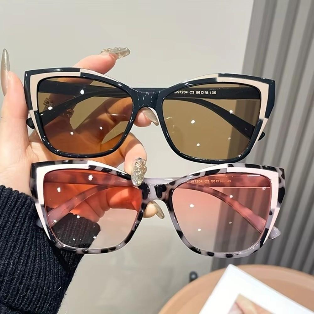Steampunk Fashion Sunglasses Contrast Color UV Protection Sunglasses Cat Eye Sunglasses Beachwear