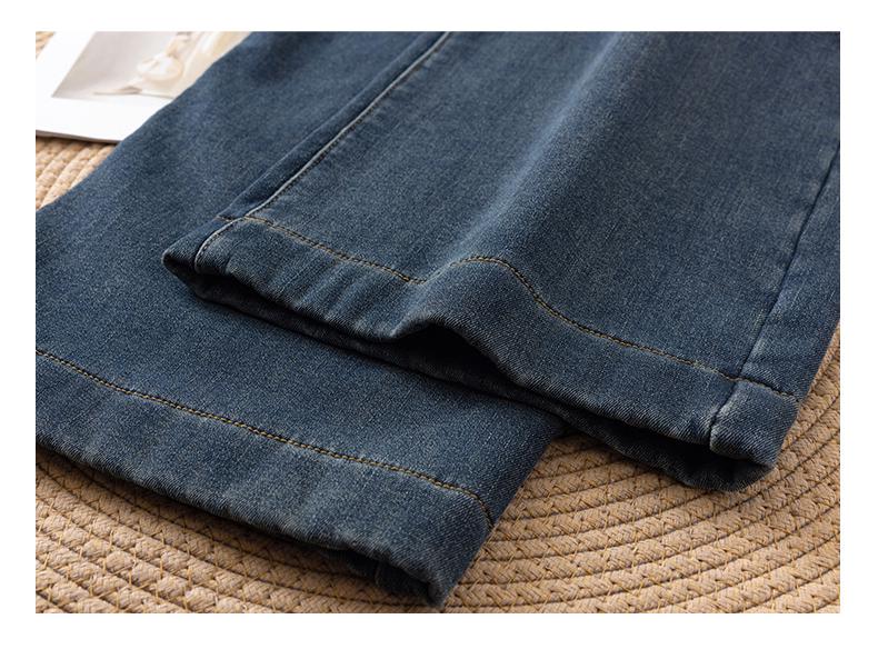Women's Winter Plus-Size High-Waist Velvet Thick Nine-Point Straight-Leg Jeans