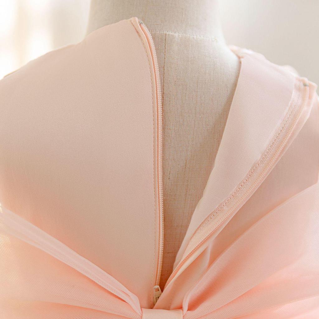 Dziecięca Suknia Wieczorowa Księżniczki z Odpinaną Kokardą i Trenem na Występy Pianistyczne