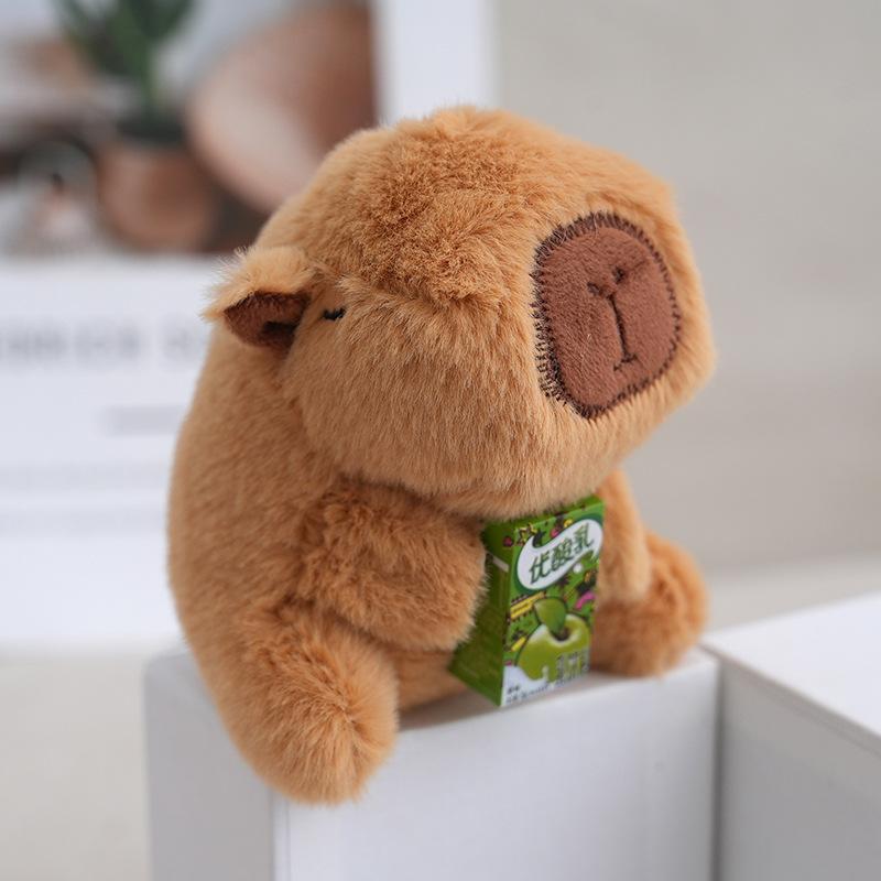 

Plush Sweet Capybara Keychain Colorful Water Capybara Stuffed Accessory Animal Green Drink