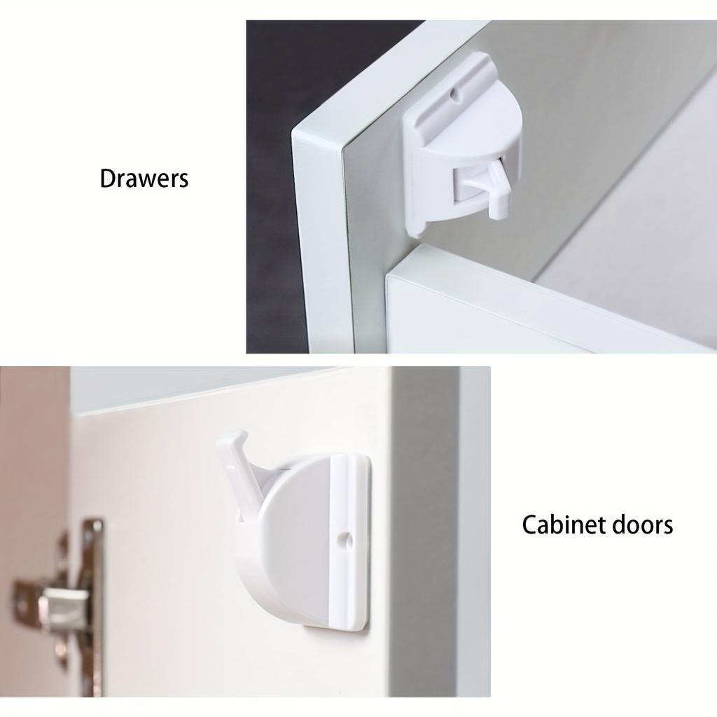 8 szt. Magnetyczne Zamki Bezpieczeństwa dla Dzieci - Łatwy Montaż, Nie Wymagają Śrub ani Wiercenia, Plastik Bez Ftalanów, Idealne do Zabezpieczania Drzwi i Szuflad