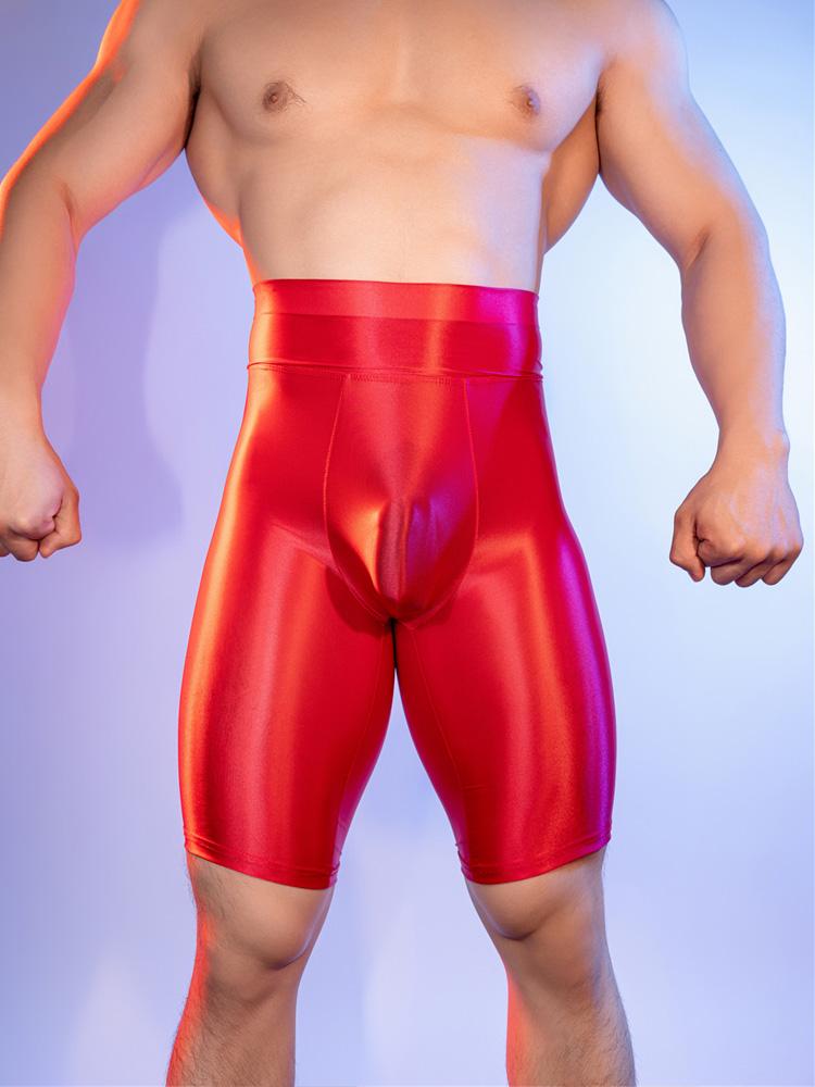 Sexy pánské U-výztužné pouzdro Vysoký pas Boxerky Olejově lesklé Sexy Tanga Olejově lesklé Průhledné Poloviční krátké spodní prádlo Gay oblečení