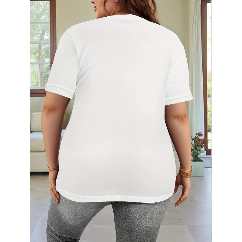 Women T-Shirt Black White Daisy Floral Print Round Neck Short Sleeve Loose Lightweight Spring Summer Casual Top