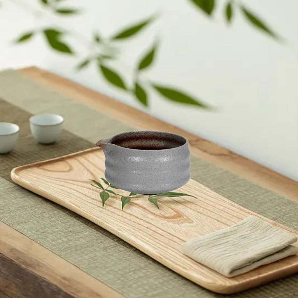 Ceramic Matcha Bowl Handmade Green Tea Cup with Pouring Spout Handcrafted Porcelain