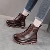 Short Boots Women's 2026 Autumn and Winter New Thick Soled Motorcycle Boots with Cowhide and Sponge Cake Sole