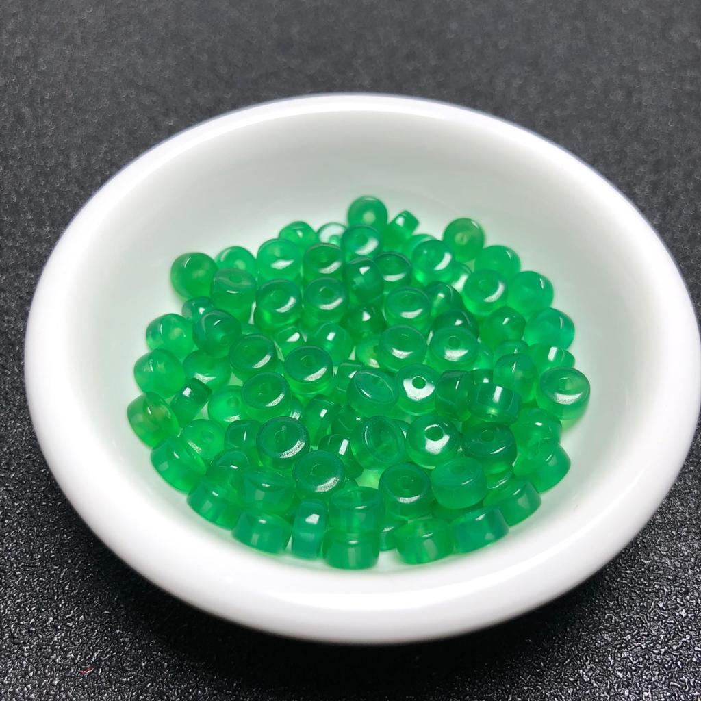 Green Agate Spacer Beads for Handmade Bracelets, Small Accessories, DIY Agate Loose Beads