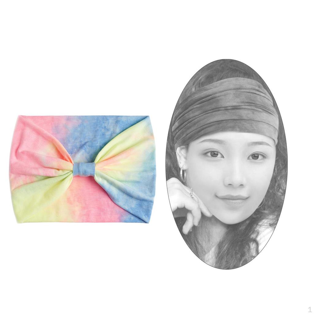 Wide Headband for Women Tie Dye Athletic Elastic Girls Moisture Wicking Bandana