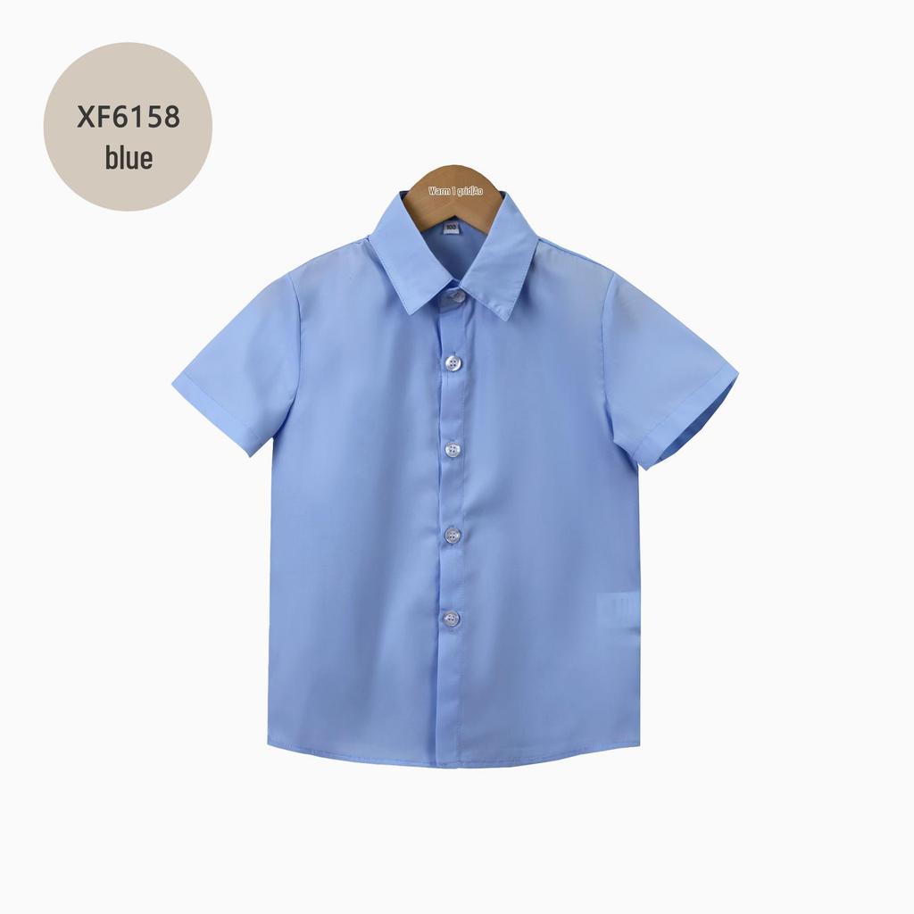 Kids' Summer White Collared Short-Sleeve Shirt - Primary School Uniform