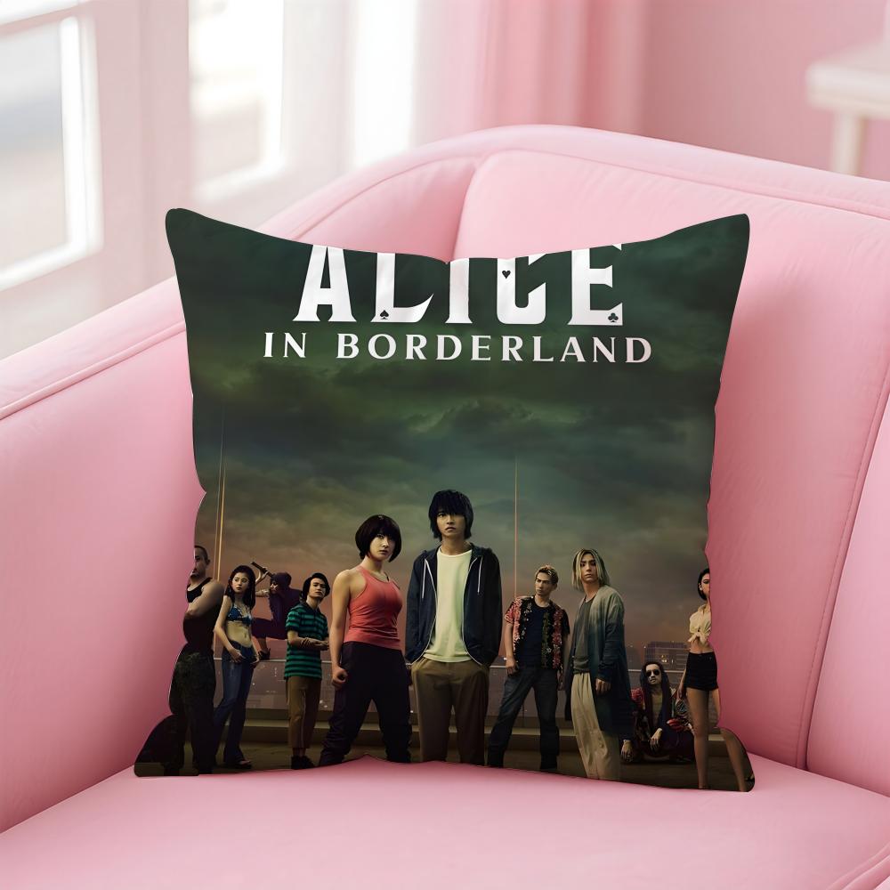 AAlice In Borderland Cushion Cover Pillow Case Soft Friendly Fabric Concealed Zipper